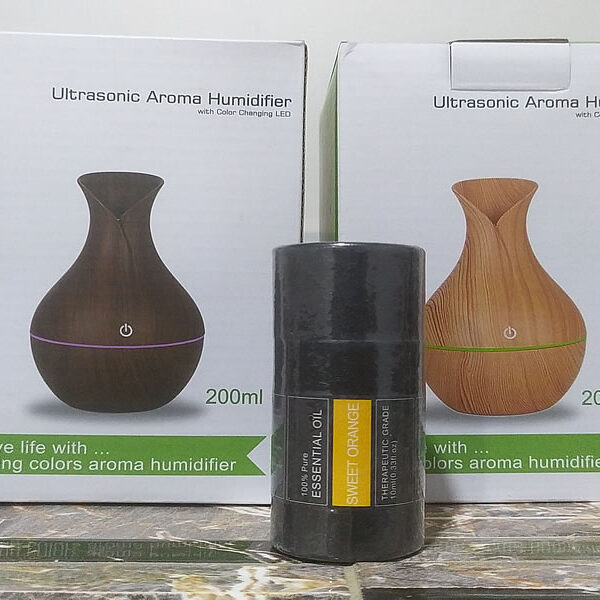 Two (2) 200ML Humidifiers with One (1)10ML 100% Pure Essential Floral Oil