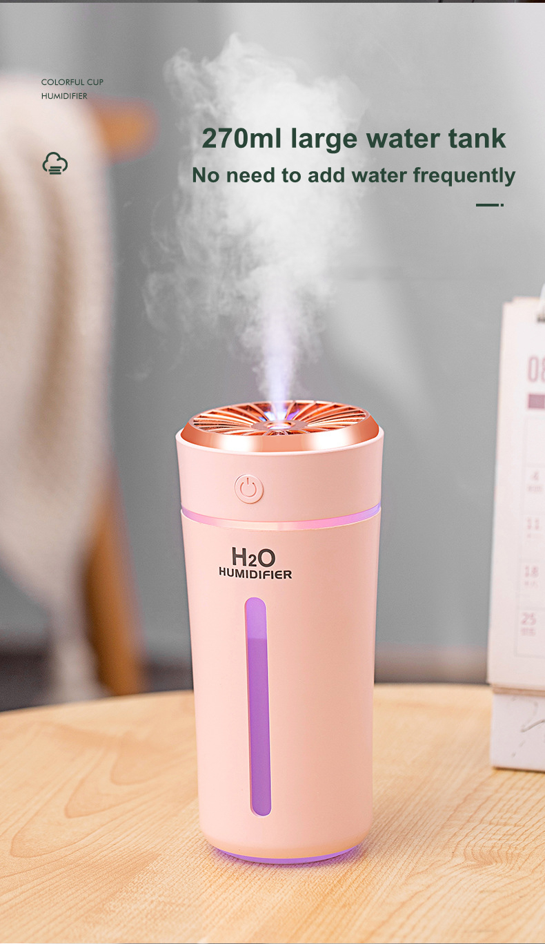 270ml Portable Humidifier with 10ML Floral Oil For Cars